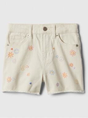 {GAP} High Rise Embroidered Mom Jean Shorts
